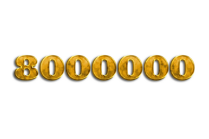 8000000 subscribers celebration greeting Number golden with design png