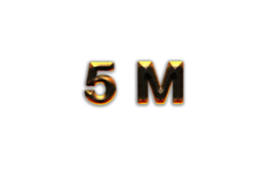 5 million subscribers celebration greeting Number with hot iron design png