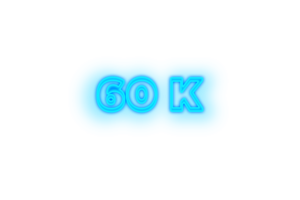 60 k subscribers celebration greeting Number with glow design png