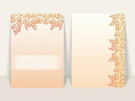 Pastel Pink Paper Texture Background Decorated with Leaves in Two Option. vector