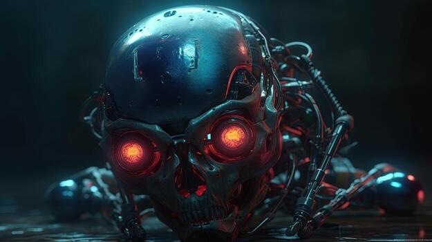 poison robot, digital art illustration, photo