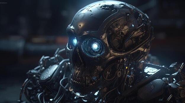 poison robot, digital art illustration, photo