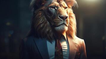 lion businessman, digital art illustration, photo