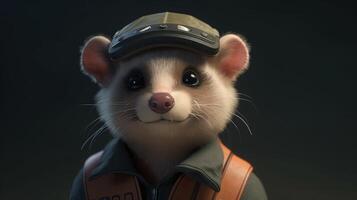 intuitive ferret engineer, digital art illustration, photo