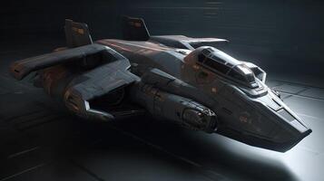 assault fighter spacecraft, digital art illustration, photo