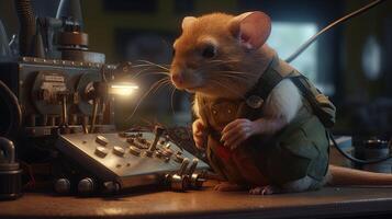 shrew life support technician, digital art illustration, photo