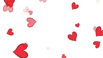Loop red hearts on white abstract valentines backgrund video