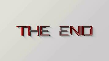 The End red text on white animation background video