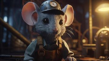 mouse miner, digital art illustration, photo