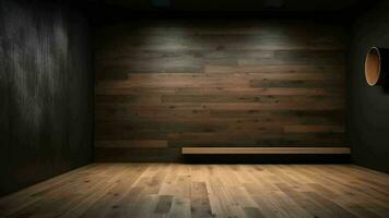 Cleanse light dim divider with brilliant chiaroscuro and wooden floor. Bump in establishment for thing presentation. Creative resource, Video Animation