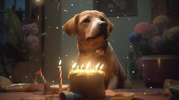 perro cumpleaños, digital Arte ilustración, generativo ai foto