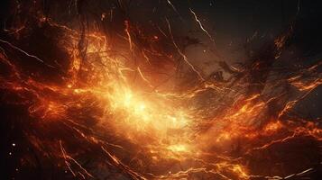 fiery blaze with sparks and smoke rising up, digital art illustration, photo
