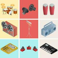 3D musical instrument set in different color option. vector