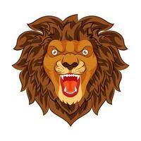 Roaring Lion character on white background. vector