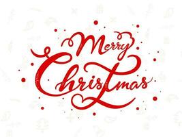 Red Font of Merry Christmas on White Xmas Festival Elements Background. Can be used as greeting card or poster design. vector