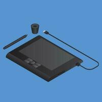 3D graphic tablet or pen tab on blue background. vector