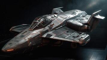 assault fighter spacecraft, digital art illustration, photo