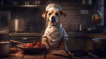 dog chef, digital art illustration, photo