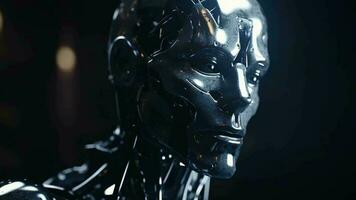 une humanoïde robot a été fabriqué utilisant faux morceaux de information à exiger après une Humain être. Créatif Ressource, vidéo animation video