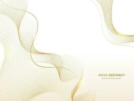 Abstract Golden Particles Wavy Curve Over White Background. vector