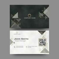 Front and back view of company card or visiting card design with geometric elements. vector