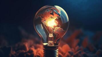 lightbulb earth globe, digital art illustration, photo