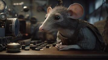 shrew communication technician, digital art illustration, photo