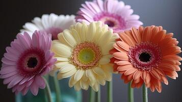 daisy flower pastel colorful, digital art illustration, photo