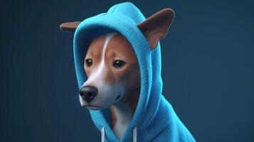 cute and stylish basenji dog, digital art illustration, photo