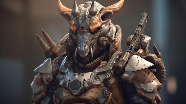 gnu weapon officer, digital art illustration, photo