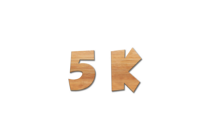 5 k subscribers celebration greeting Number with oak wood design png