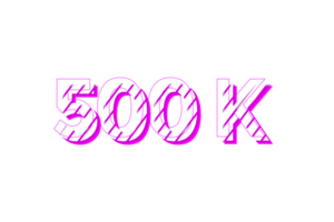 500 k subscribers celebration greeting Number with stripe design png