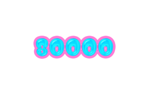 80000 subscribers celebration greeting Number jelly with design png