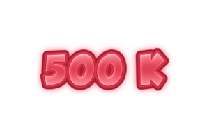 500 k subscribers celebration greeting Number with red embossed design png