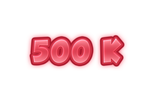 500 K iscritti celebrazione saluto numero con rosso sbalzato design png