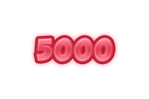 5000 prenumeranter firande hälsning siffra med röd instansad design png