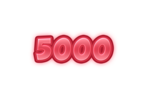 5000 iscritti celebrazione saluto numero con rosso sbalzato design png