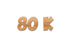 80 k suscriptores celebracion saludo número con roble madera diseño png