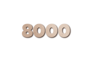 8000 subscribers celebration greeting Number with card board design png