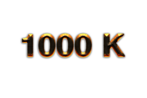 1000 k subscribers celebration greeting Number with hot iron design png