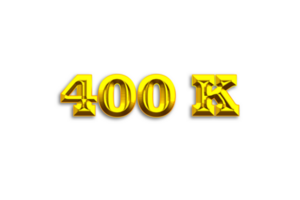 400 k subscribers celebration greeting Number with gold design png
