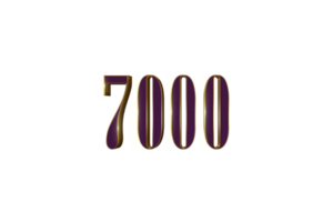 7000 subscribers celebration greeting Number with luxury design png