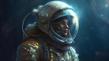 man in helmet astronaut, digital art illustration, photo