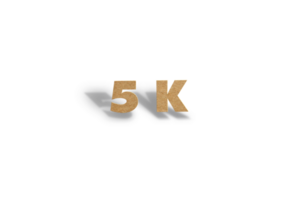 5 k subscribers celebration greeting Number with hard card cutted design png