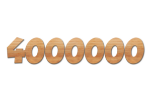 4000000 subscribers celebration greeting Number with oak wood design png