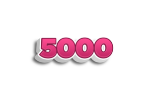 5000 Abonnenten Feier Gruß Nummer mit Rosa 3d Design png