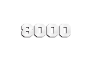 8000 subscribers celebration greeting Number with 3d paper design png