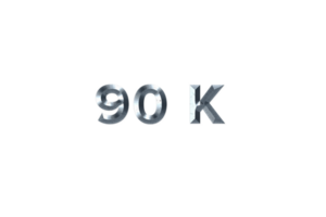 90 K iscritti celebrazione saluto numero con grigio metallo design png