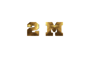 2 million subscribers celebration greeting Number with brass design png