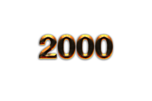 2000 subscribers celebration greeting Number with hot iron design png